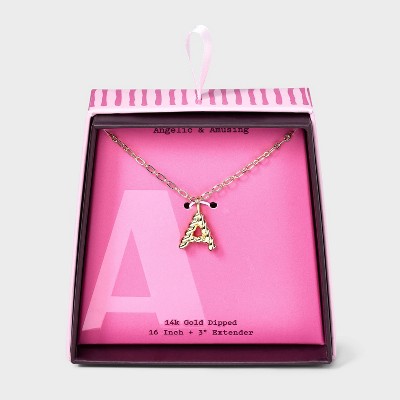 14K Gold Dipped Twisted Bubble Initial Necklace - A New Day™ Gold