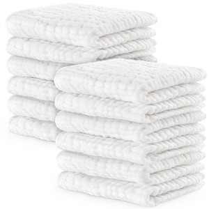 Baby Washcloths Muslin Cotton, Large 10”x10” by Comfy Cubs - 1 of 4