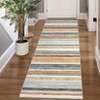 Modern Runner Rug 2x6 Washable Striped Accent Carpet with Non-Slip Backing, Stain-Resistant Low Pile Hallway Rug, Foldable Contemporary Floor Cover - 3 of 4