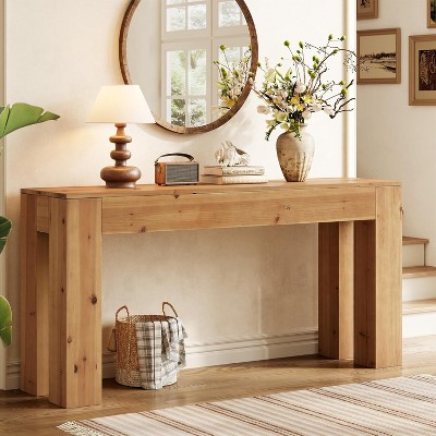 Tribesigns Solid Wood Console Table, 70.87" Extra Long Entryway Table with Sturdy Legs, Narrow Sofa Table for Hallway, Living Room, Light Brown