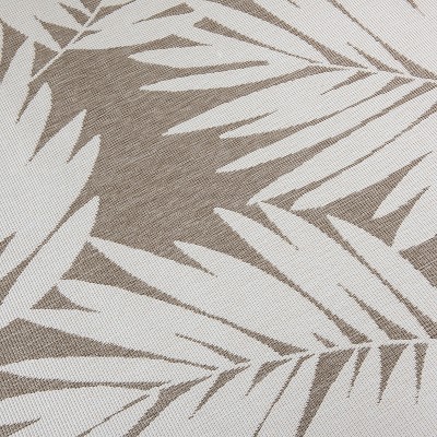 Beige Synthetic Floral Rectangular Reversible Indoor/Outdoor Rug 5' x 7'