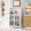 KTMBDW Bathroom Floor Cabinet with Glass Door ,Open Storage Space and Shelves, Free-Standing Cupboard for Kitchen, Living Room Bathroom - 2 of 4