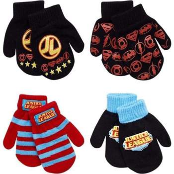 Justice League Boys 4 Pack Winter Mittens Set for  Toddler Ages 2-4