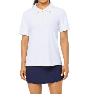 Clearlove Women's Zipper Golf Polo Shirts Short Sleeve Athletic Shirt with Collar Moisture Wicking - 1 of 4