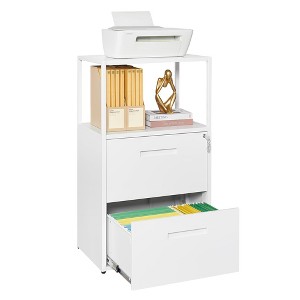 Mlezan 2-Drawer File Cabinet: Metal, Lockable Printer Stand for Home or Office. Fits Letter/Legal/F4/A4 Hanging Files, Compact and Functional. - 1 of 4