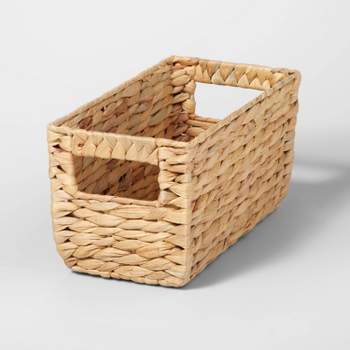 MyGift Galvanized Metal Rectangular Storage Basket with Wooden Handles, Bathroom Toiletries Holder, Organizer Bin with Embossed Bath Label 