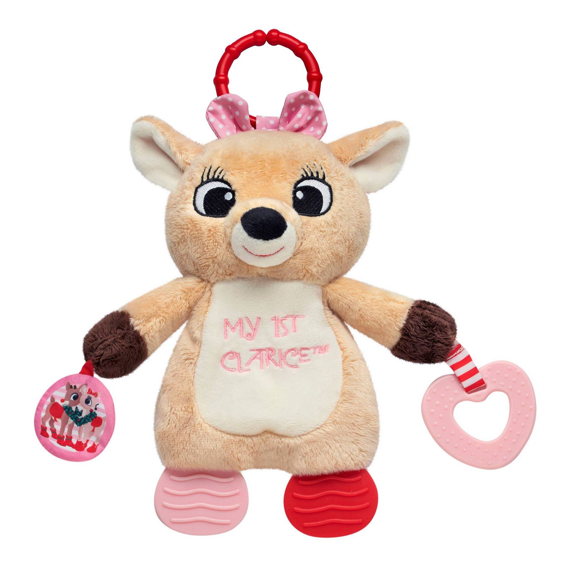 Rudolph the Red-Nosed Reindeer 10" Clarice Crib Activity Toy with Teether - Christmas