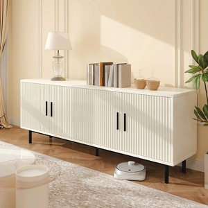 Dyonery 70" Fluted TV Stand with Storage for Living Room, Entertainment Center for TV Up to 80 Inch, Adjustable Shelf - 1 of 4