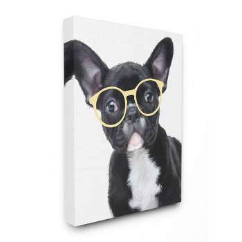 Stupell Industries Sophisticated Puppy Dog French Bulldog Glasses