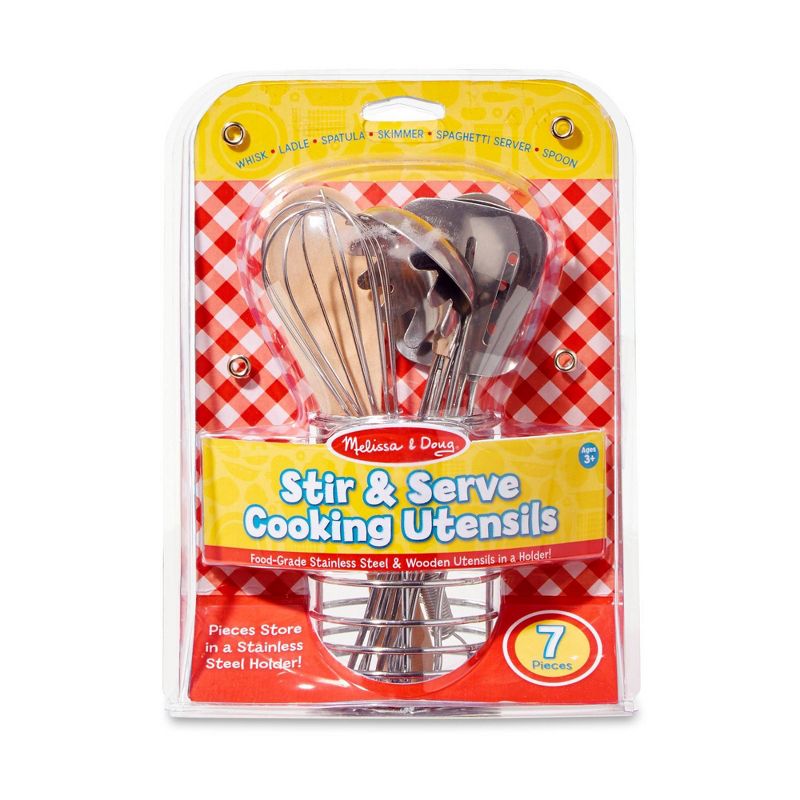 Melissa &#38; Doug Stir and Serve Cooking Utensils (7pc) - Stainless Steel and Wood, 4 of 13