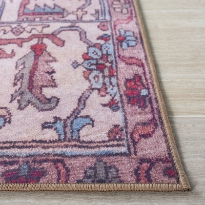 Tucson Red and Beige Round Synthetic Washable Rug