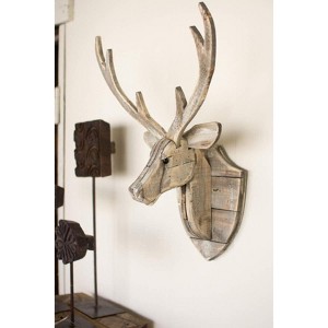 Recycled Wood Deer Mount Rustic Wall Decor 20 inch by Kalalou - 1 of 3
