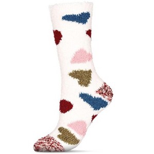 Memoi Women's Plenty 'O Hearts Multicolor Cozy Crew Socks - 1 of 3
