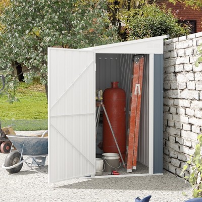 4' x 8' Gray Metal Lean-to Storage Shed with Windows