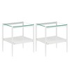 CAVINAS Coffee Tables for Living Room 38.58" Modern Square Coffee Table End tables Set of 3 with Gray Tempered Glass Top and White Frame - 3 of 4
