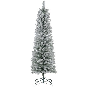 Aghana Digitals 6ft Slim Snow-Flocked Artificial Pine Christmas Tree with 394 Realistic Tips, Easy - 1 of 4