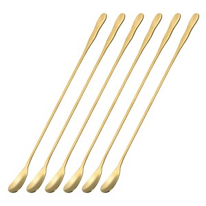 Unique Bargains Stainless Steel Long Handle Smooth Mirror Finished Cocktail Spoons 6 Pcs - 1 of 4