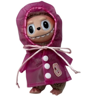 Doll Clothes Superstore Pretty in Pink Waterproof Raincoat with Hood for 17.5 cm Labubu Dolls