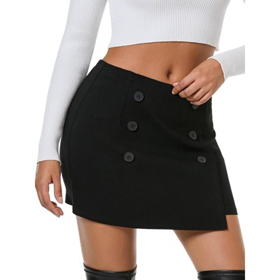 EXLURA Womens Button Bodycon Mini Skirt Sexy Night Club High Waist Elastic Y2K Fall Winter Plaid Skirts
