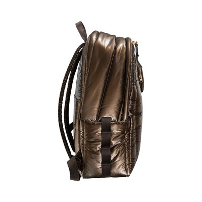 JOAN & DAVID Tubular Quilted Metallic Puffer Nylon 18-Inch Workbook Backpack 358-METALLIC CHOCO One Size — фото 6