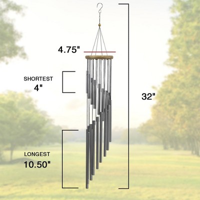 Silver 36" Aluminum and Hardwood Outdoor Wind Chimes