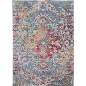 Windsor WDS353 Power Loomed Area Rug - Aqua/Fuchsia - 5'x7' - Safavieh. - 1 of 3