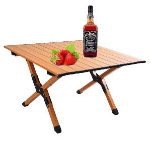 DOMETOUR Portable picnic table, rollable aluminum alloy table top with folding solid X-shaped frame ZB1001MW - 1 of 4