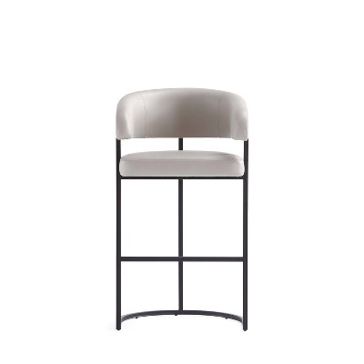 Augusta Light Gray Leatherette Barstools with Metal Frame, Set of 3