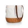 Picnic Time Coronado Canvas & Willow Basket Tote: Wicker Picnic Bag with Handles, Solid Beige, Drawstring Closure - 2 of 4