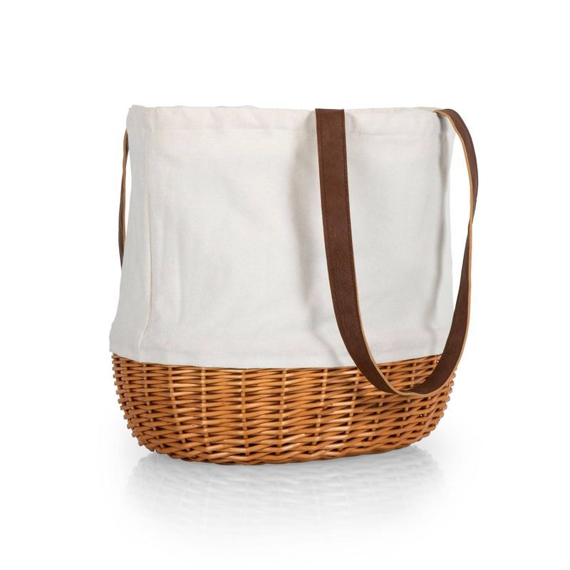 Picnic Time Coronado Canvas and Willow Basket Tote with Beige Canvas, 3 of 7