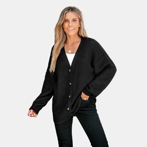 Women's V-Neck Buttoned Cardigan - Cupshe - 1 of 4
