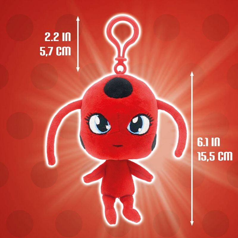 Miraculous Ladybug - Kwami Lifesize 5-inch Plush Clip-on Toy, Super Soft Collectible with Glitter Stitch Eyes and Color Matching Backpack Keychain, 3 of 5