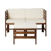 Contemporary 3-Piece Modular Acacia Wood Left and Right Arm Chairs and Ottoman - 2 of 4