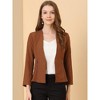 Allegra K Women's Work Office Zipper Decor Collarless Cropped Blazer - 3 of 4