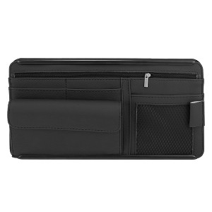 Unique Bargains ABS PU Leather Sunglasses Storage Car Sun Visor Organizer - 1 of 4