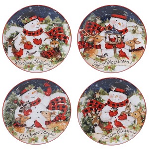 9" 4pk Earthenware Magic of Christmas Snowman Dessert Plates - Certified International - 1 of 3