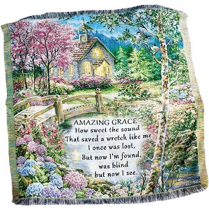 Collections Etc Beautiful Amazing Grace Chapel Scene Fringe Throw THROW - 1 of 2