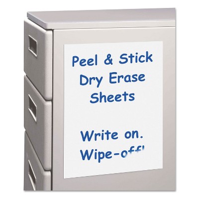 C-Line Peel and Stick Dry Erase Sheets 8 1/2 x 11 White 25 Sheets/Box 57911