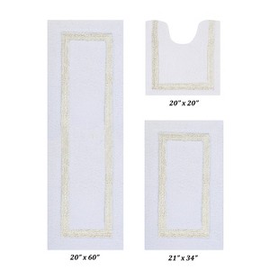 Hotel 3 PC Bath Rug 100% Premium Cotton Tufted Weave Two Tone Reversible Bathroom Rug, Super Soft Absorbent, Machine Washable Bath Mat - 1 of 4