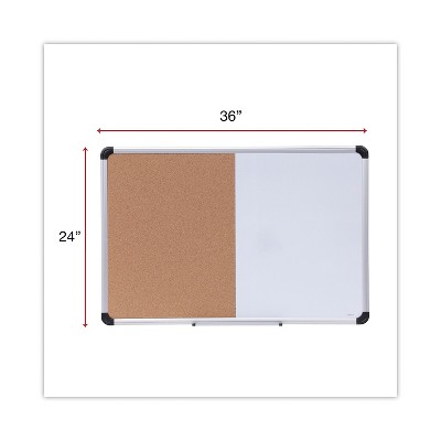 36" x 24" Magnetic White and Cork Combo Board with Aluminum Frame