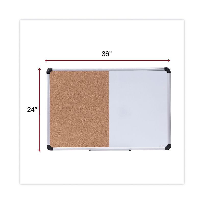 UNIVERSAL Cork/Dry Erase Board Melamine 36 x 24 Black/Gray Aluminum/Plastic Frame 43743, 3 of 9
