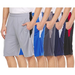 Mens Moisture Wicking Athletic Basketball & Gym Workout Shorts with Pockets Multipack, Up to 3XL, Pack of 5 - 1 of 4