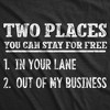 Mens Funny T Shirts Two Places You Can Stay For Free Sarcastic Novelty Graphic Tee For Men - Crazy Dog Men's T Shirt - 2 of 4