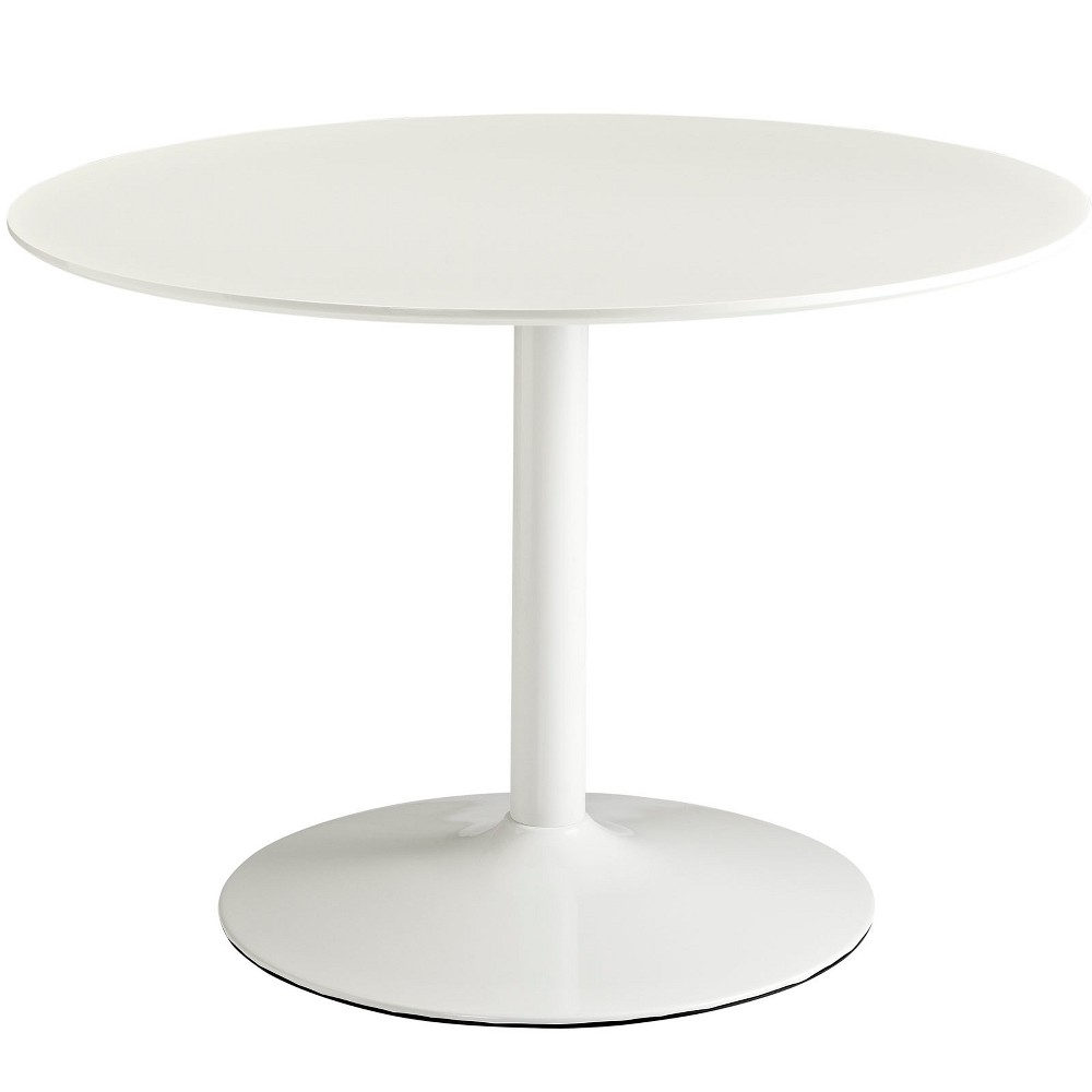 Photos - Garden & Outdoor Decoration Modway Revolve Round Wood Dining Table White - : Modern Kitchen Table for 4, Pedestal Base, 43.5" 