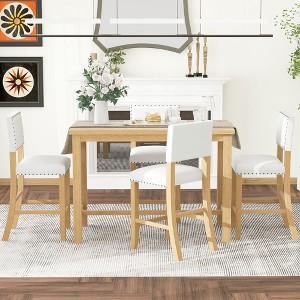 CAVINAS Dining Table Set for 4 Counter Height Dining Table Set with 4 Upholstered Chairs for Dining Room - 1 of 4