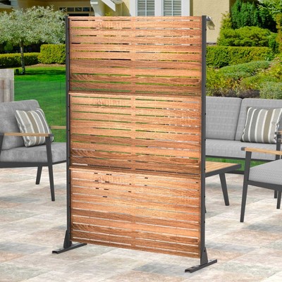 Lirago Metal Outdoor Privacy Screen Freestanding Patio Decorative Screens - 72"x47", Brown