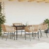 vidaXL Patio Dining Set with Cushions Table and Chairs Set Poly Rattan Glass - Brown 63" x 31.5" x 29.1" 4 Piece - 3 of 4