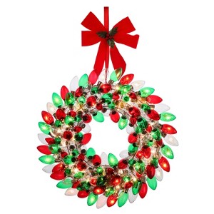 Mr.Christmas 17" Retro C9 Bulb Wreath - Red & Green - 1 of 3