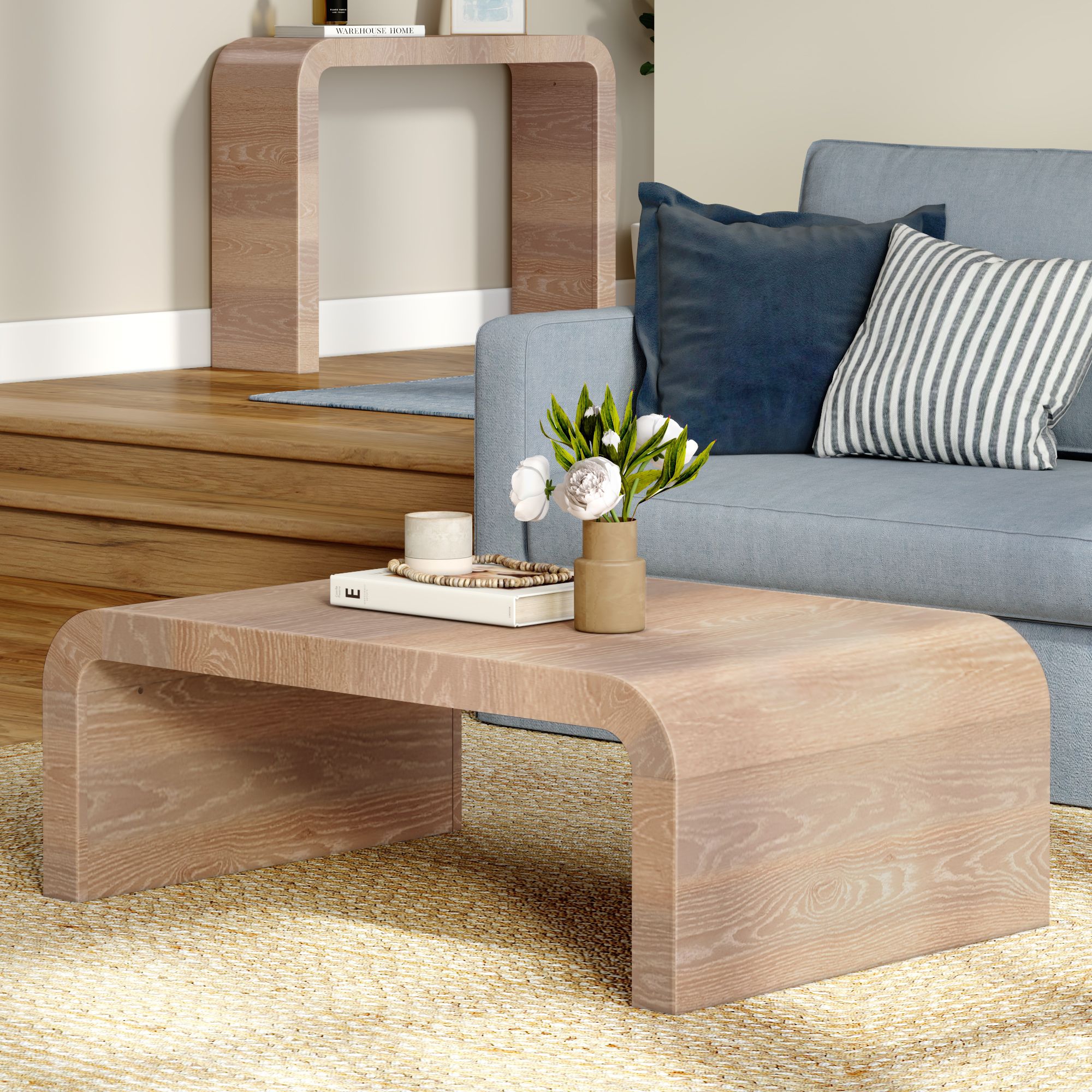 Arcata Coffee Table (46in / 1140mm), Cerused White