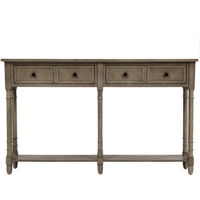XINGHANZHENXUAN Console Table with 2 Drawers & Shelf, Easy Assembly Sofa Table for Living Room & Entryway, Distressed Wood Finish